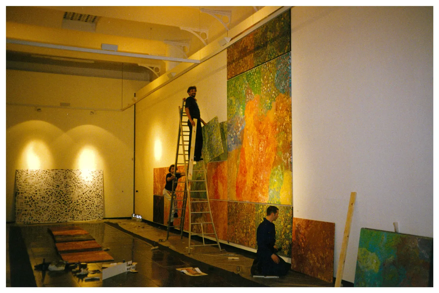 Installation of The Emily Wall at NANGARA, 1996.